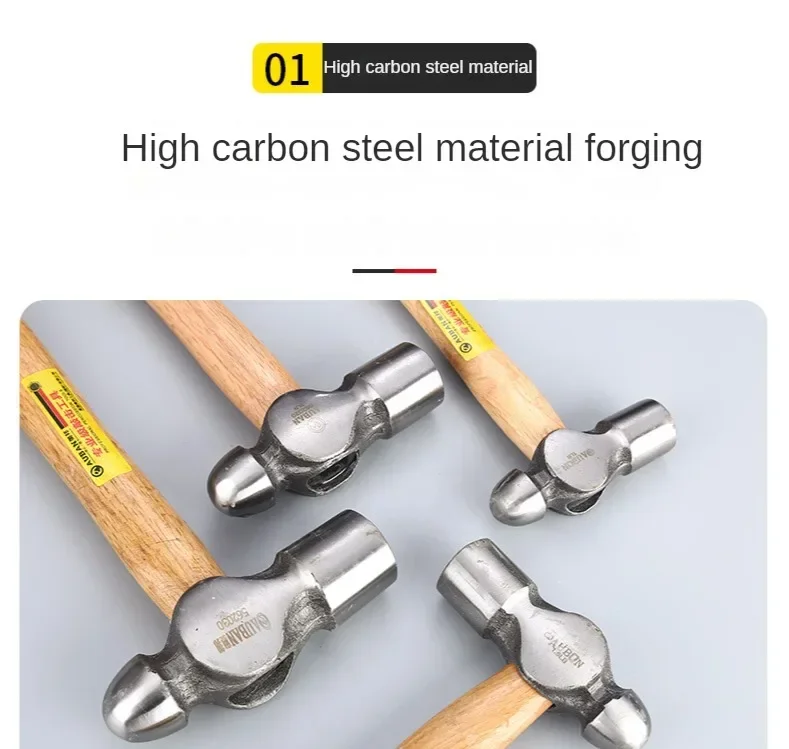 Description Picture 3 of itemRound headed iron hammer rubber handle round headed nail hammer high carbon steel striking hammer stone laying manual tool