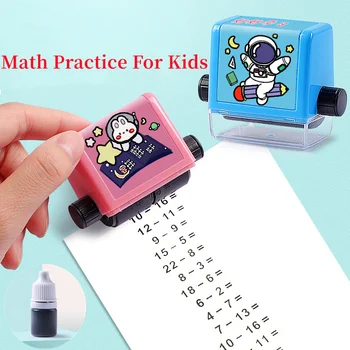 수학 연습 번호 롤링 스탬프, 추가 빼기 질문 스탬프, 100 학생 디지털 롤러 유형, 선물 상자 잉크 포함