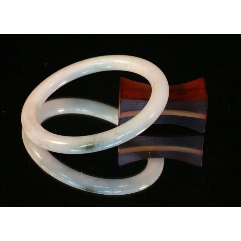

58-59mm Natural Jadeite Jade Bangle Bracelet - Translucent White and Green