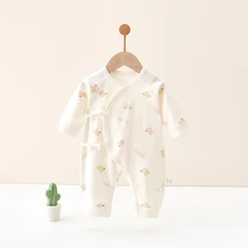 0-6 أشهر الطفل الربيع والخريف فراشة ملابس الطفل جمبسوت من القطن الخالص الوليد الطفل طويلة الأكمام منامة الزحف الملابس
