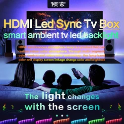 Kit de bandes lumineuses LED RVB intelligentes, rétroéclairage LED vers écran, convertisseur de boîtier HDMI, adaptateur de moniteur, connecteur vidéo, synchronisation ambiante
