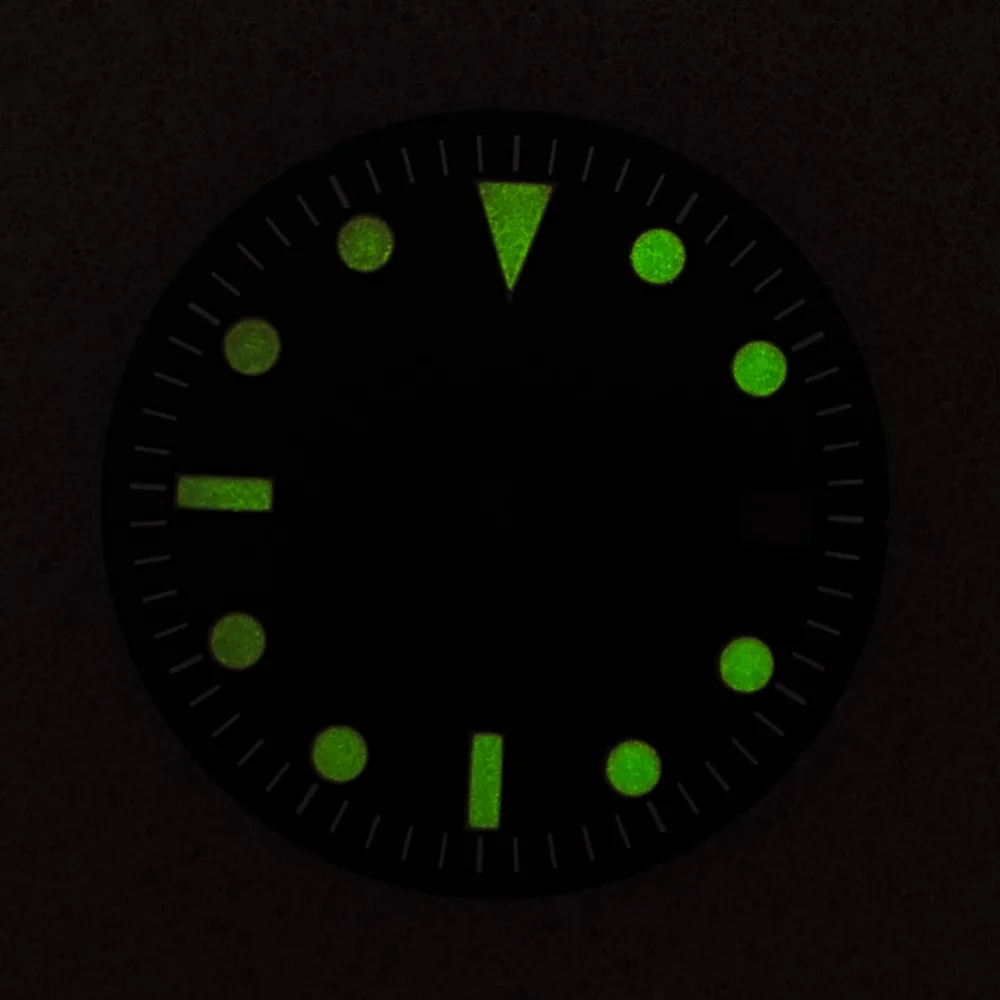 Single Calendar Dial Green Luminous Modification Watch Accessories Black-Orange Font Watch Faces for 8215/2813 Movement 28.5MM
