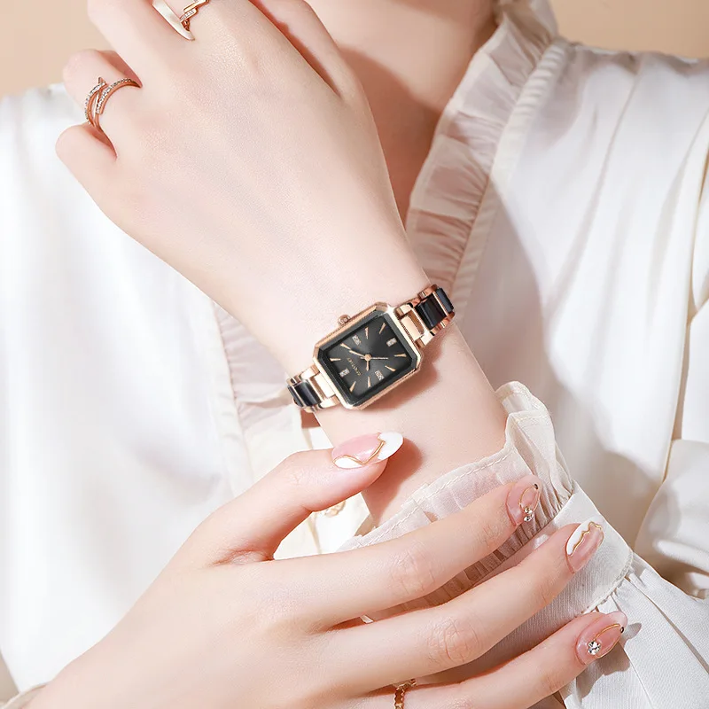 Women's Simple Square Quartz Watch Fashionable Timepiece