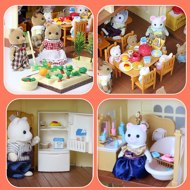1:12 Toy House Forest Family Miniature Toy FurnitureAnd Dolls 2