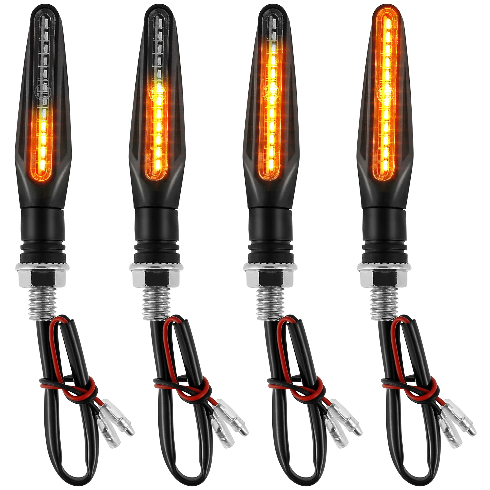 4PcsMotorcycleTurnSignalLightMotorbikeSequentialIndicatorRunningLight12LEDFrontRear