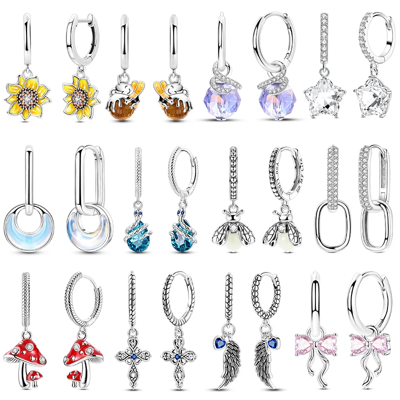 SALAN Autentici Orecchini in Argento Sterling 925 con Fiore di Girasole per Gioielli da Donna