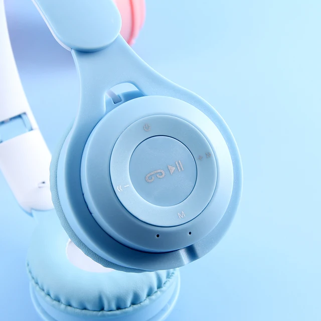 40566-dfdfc3.jpg Casque d'écoute sans fil Bluetooth, écouteurs avec micro, lumière Flash
