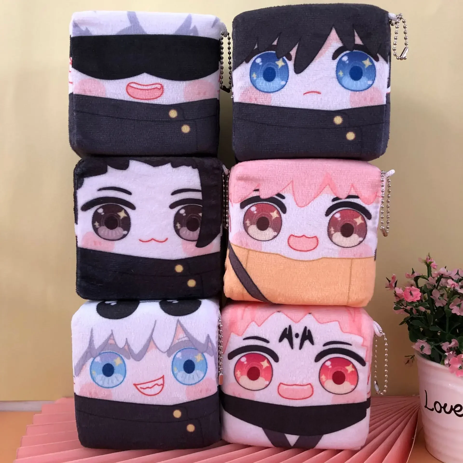 

30cm Demon Slayer and Jujutsu Kaisen Plush Doll Square Shaped Sponge Plush Filled Pillow Kamado-Nezuko Gojou Satoru Toys Gifts