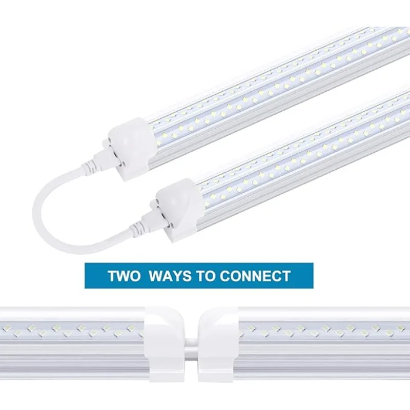 8FT T8 V Shape Integrated Tube Light Double Side 4 Row,120W LED Shop Light Fixture, AC85-277V 14400 Lumens 6000K Cold 2