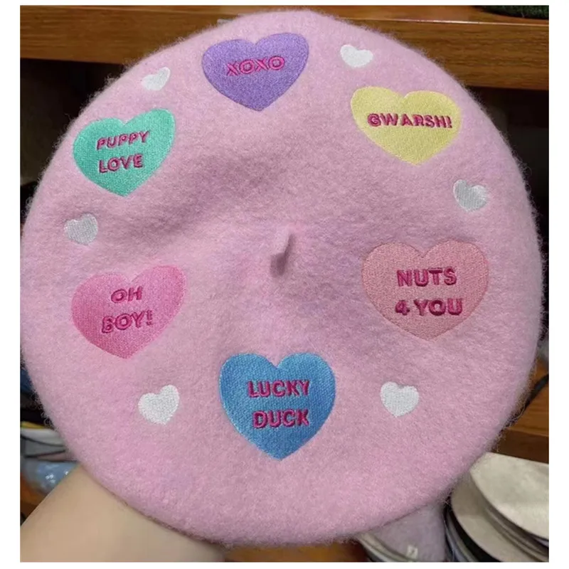 

Casual Wool Beret Hat Classic French Artist Beanies Handmade Cap for Women Lolita Headwear Purple Beanies Hat Handmade