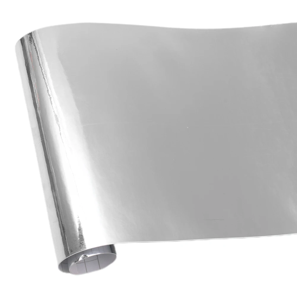 Selbstklebender PVC-Silber-Chrom-Spiegel-Vinyl-Wrap-Wandaufkleber, UV-geschützt, hohe Haftung, 20 x 152 cm, Aufkleber für Auto-Styling – Detail 3