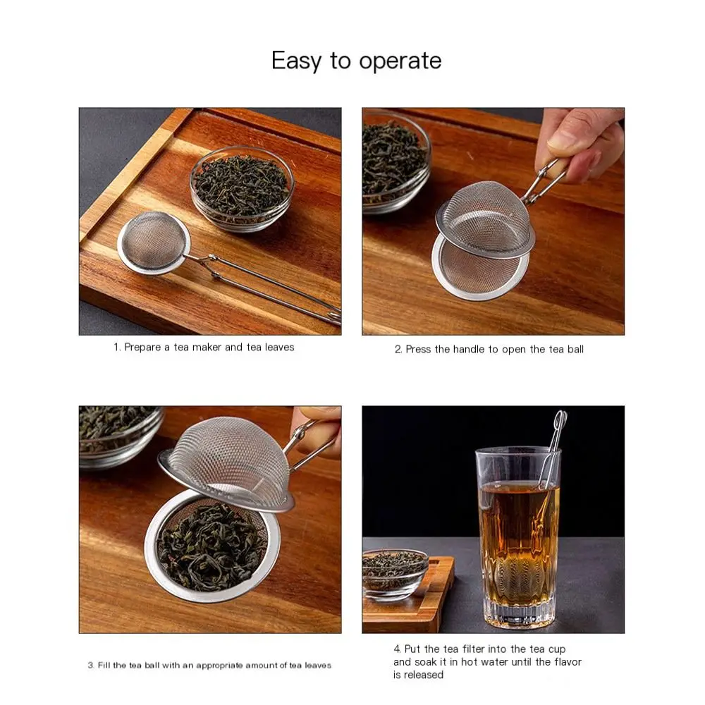 Description Picture 4 of item1Pcs Tea Infuser In Mesh Tea Ball Infuser Tea Strainer Filter With Handle Stainless Steel Tea Mesh Ball Filter For Home Kitchen