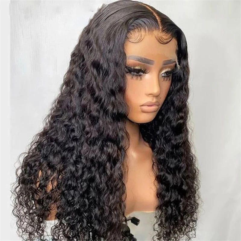 

Black Long Soft 26'' Density180 For Black Women BabyHair Kinky Curly Lace Front Wig Lace Frontal Wig PrePlucked Heat Resistant