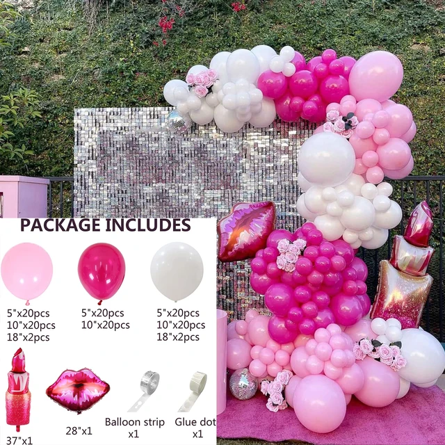 Pink Balloon Garland, SKEFOLI 92PCS Hot Pink Party Decorations for Girls  Women Birthday Dark Pink Balloon Arch Kit with Rose Gol - AliExpress