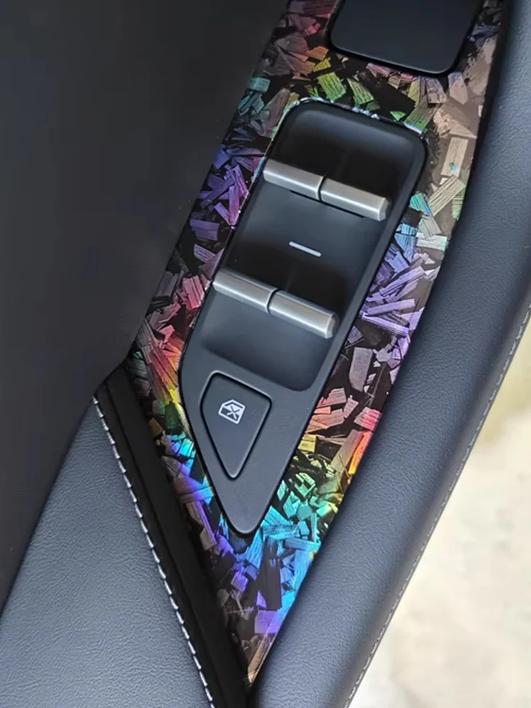 Glossy Laser Forged Carbon Fiber Wrap Vinyl Motorcycle Stickers Rainbow Holographic Car Body Color Change Film
