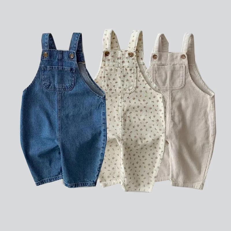 

Baby Overalls Pants Spring Solid Boys Denim Jumpsuit Casual Loose Girls Trousers Toddler Corduroy Overalls Kids Suspender Pants