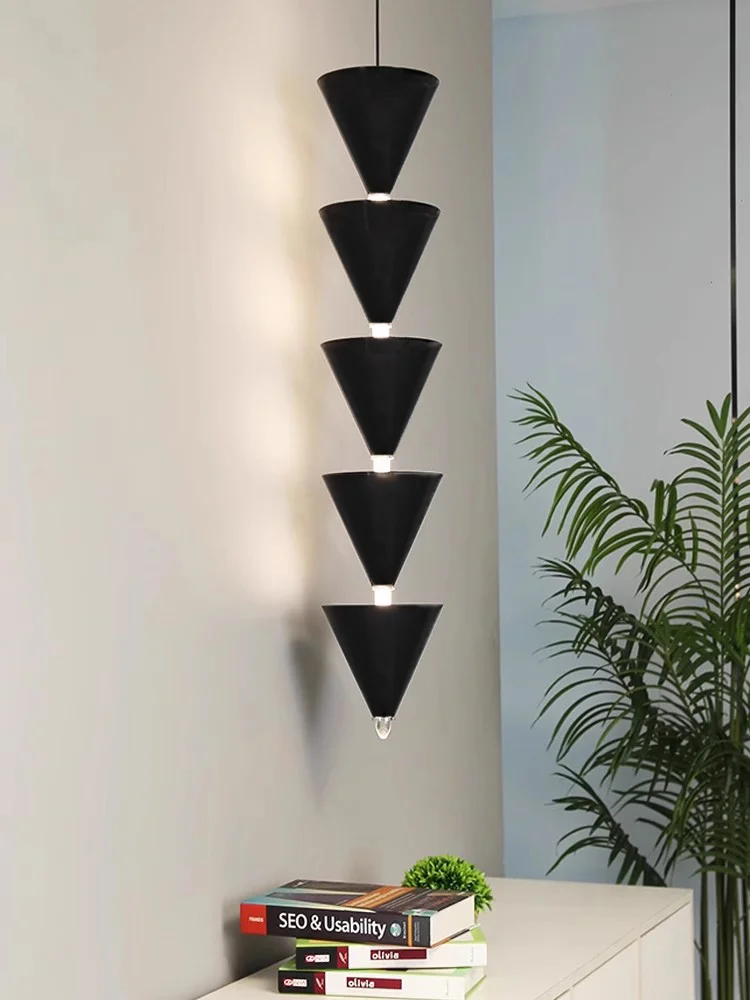 Scandinavian Simple Style Bedroom Bedside Long Line Chandelier Designer Creative Personality Ceiling Chandelier Study Room Light