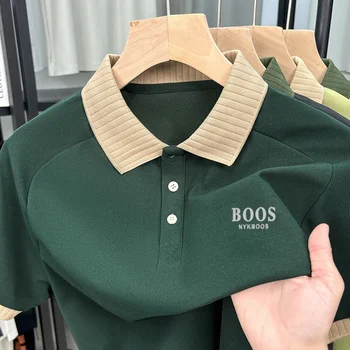 Polo da Uomo di Marca Designer, Tinta Unita, con Colletto, Manica Corta, T-shirt Stampata alla Moda, Abbigliamento Casual Business Versatile