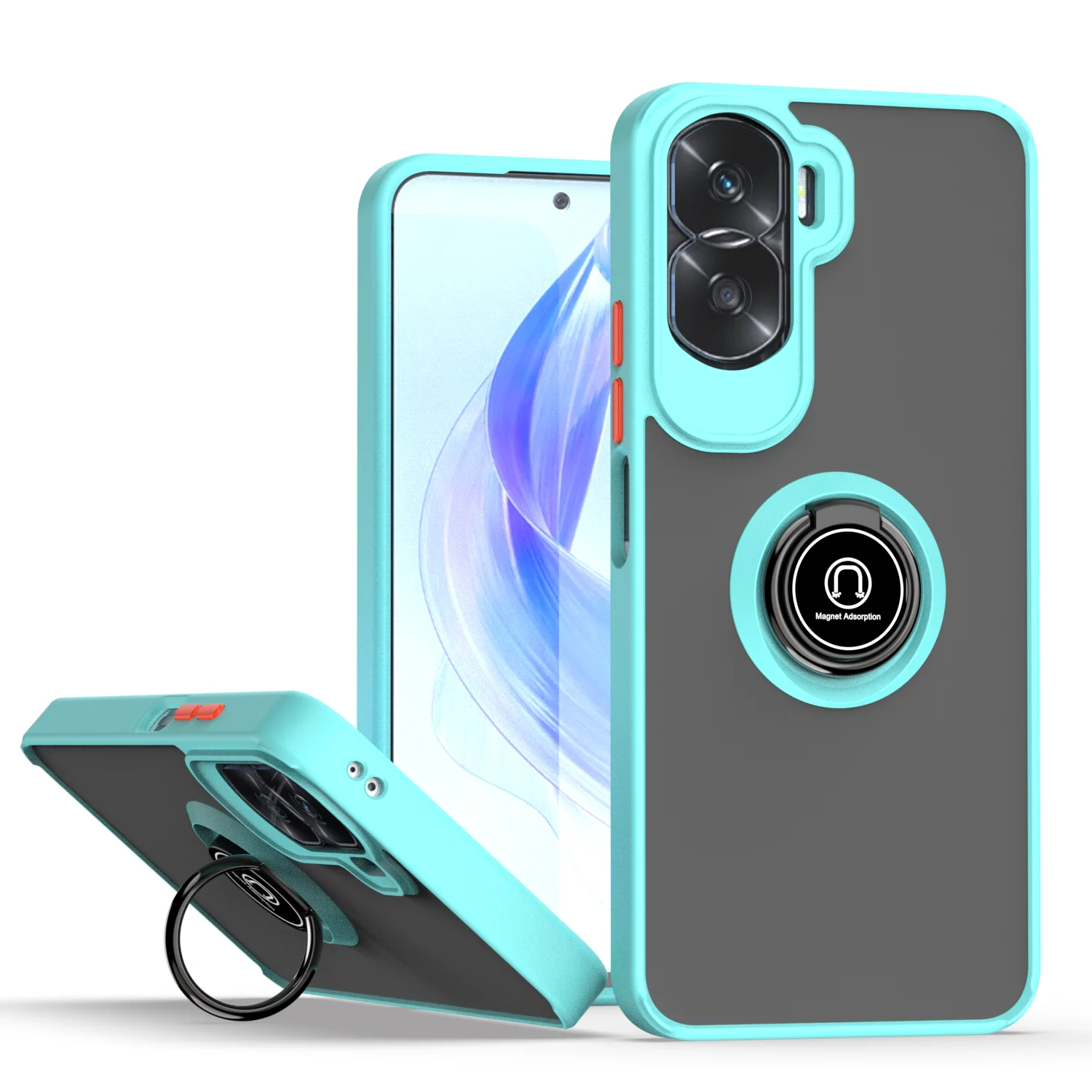 Enhanced Shockproof Armor Case with Matte Hard Back and Ring Stand Holder