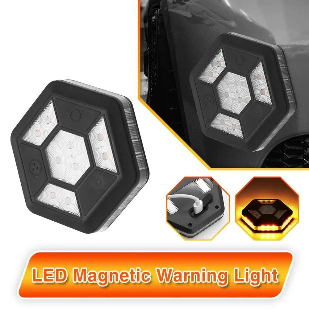 Rechargeable Yellow White LED Magnetic Warning Light for Car Safety