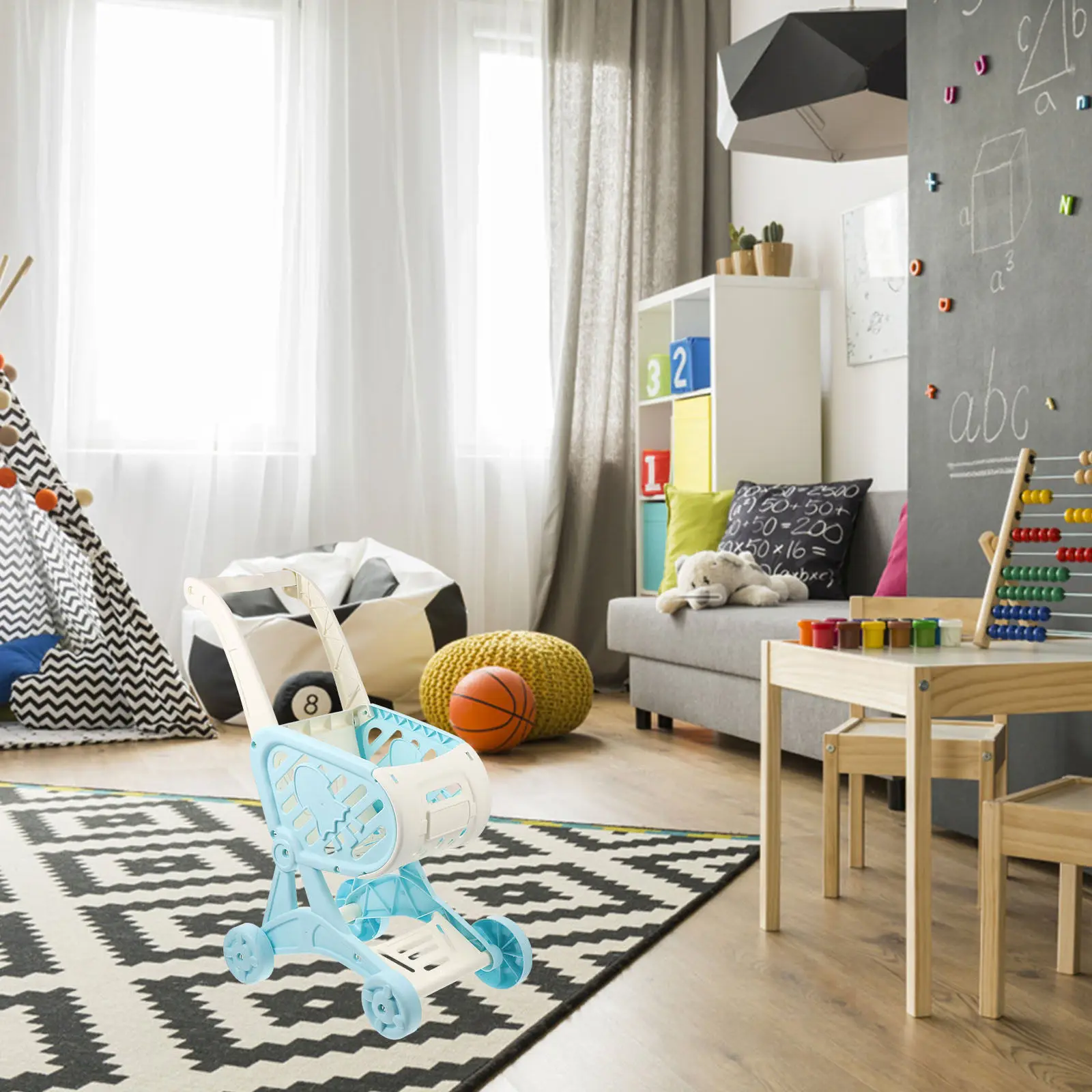 어린이용 미니 쇼핑카트, 견고한 구조, 편리한 손잡이, 부드럽게 롤링하는 바퀴, 놀이를 통해 자립심 키우기