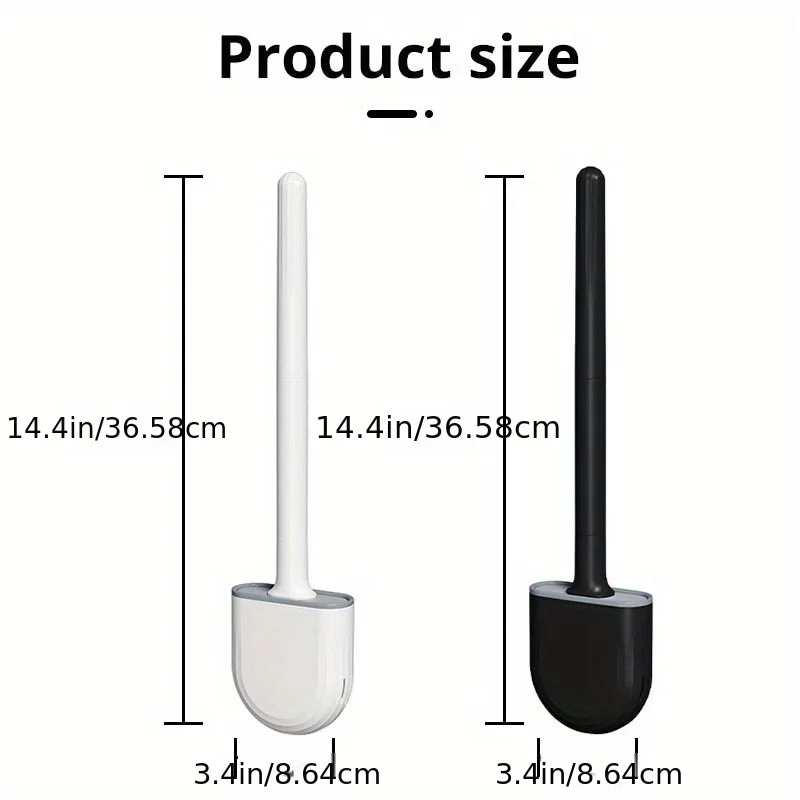 New Soft Plastic Toilet Brush Toilet Cleaning Brush Detachable Rod No Punch Wall Hanging No Dead Angle with Base Toilet Brush