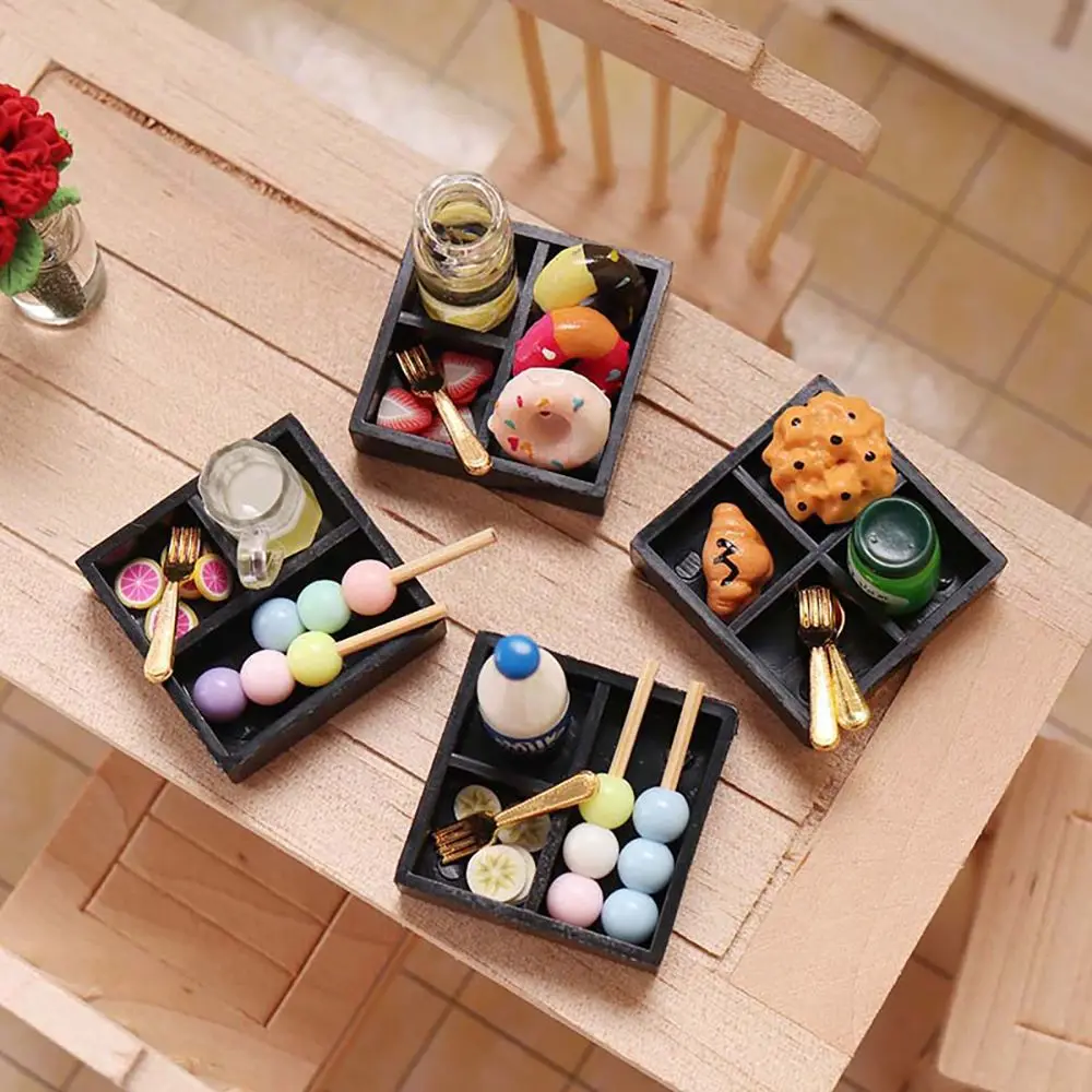 

1:12 Scale Dollhouse Bento Miniature Snack Drink Simulation Food Toy Scene Model Photo Props Playing House Doll Accessories