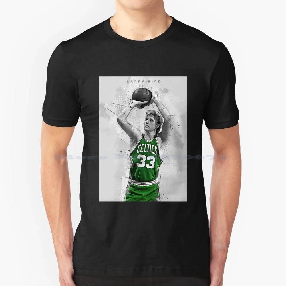 La.R.R.Ry B.I.R.D Play Ball In Bianco Nero Ground T Shirt 100% Cotone Tee Larry Bird Basket Sport Vintage Legend Player