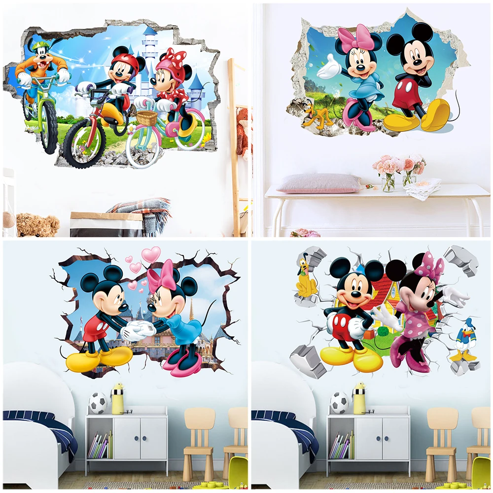 Stickers Muraux 3D Disney Mickey Minnie pour Chambre Enfant