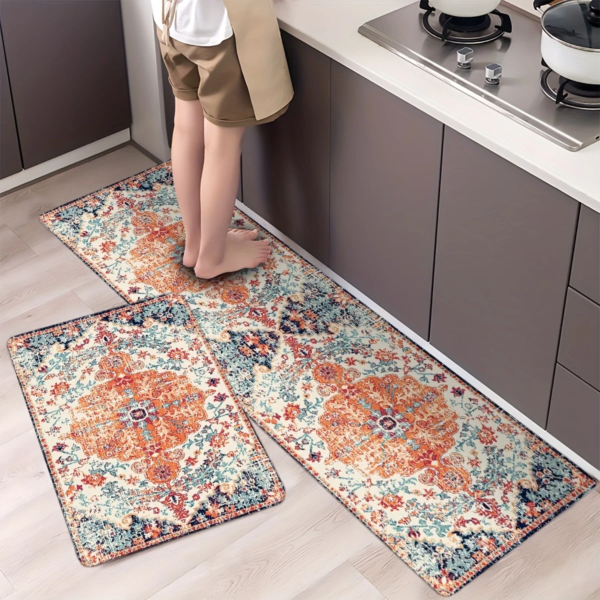 ASPMIZ Kitchen Mat Cushioned Anti-Fatigue Floor Mat, Bohemian