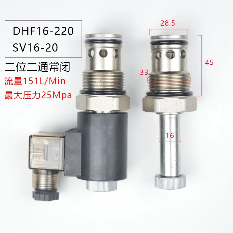 

DHF16-220 of Two-position Two-normally Closed Thread Plug-in SV16-202NCP Electromagnetic Pressure Relief Valve