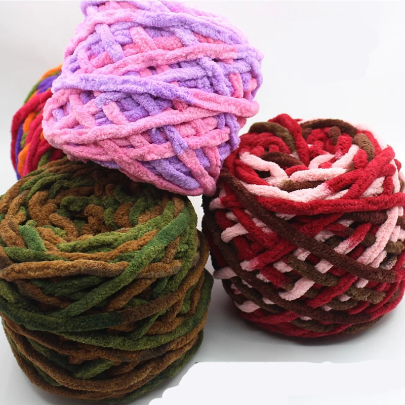 100g/ball Chenille Knitting Yarn Soft Ice Strip Line Cotton Yarn DIY Wool Yarn for Hand Knitting Scarf Thick Wool Yarn Wholesale 2