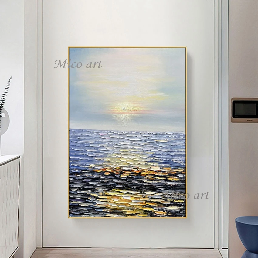 

Palette Knife Art Landscape Oil Painting Abstract Thick Acrylic Wall Poster Canvas Picture Unframed 3D Seascape Hand Drawing