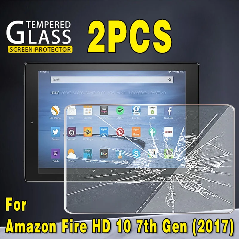 2Pcs Tempered Glass for Fire 7 10 Kids HD 8 8 Plus/Kids 10th HD 10 10 Plus Full Cover Protective Screen Protector Film samsung tablet stand Tablet Accessories