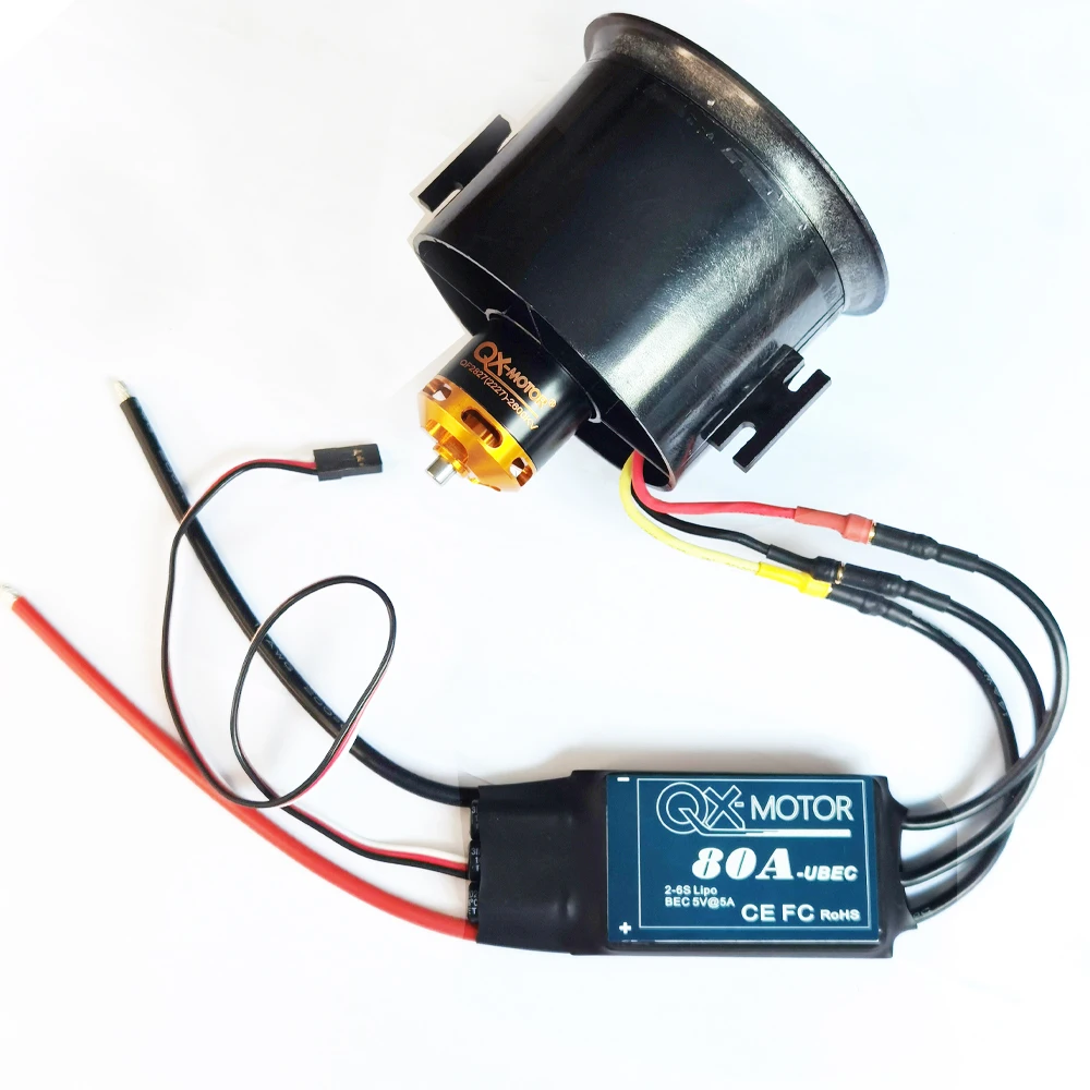QX-MOTOR 70mm EDF 12 blades Ducted Fan w/ Brushless motor 1800kv 2600kv and 60A/80A ESC for FMS RC Airplane Engine Power System 6