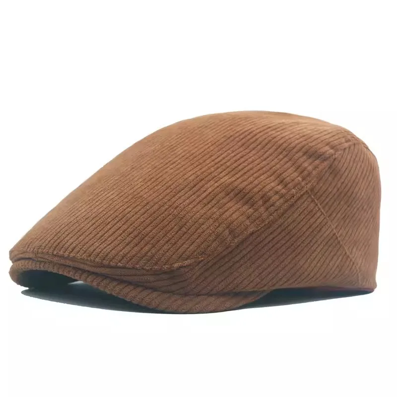 Béret en velours côtelé pour hommes, chapeaux de soleil, casquettes vintage, chapeau de chauffeur de taxi réglable, chapeaux de lierre plat, documents solides, automne