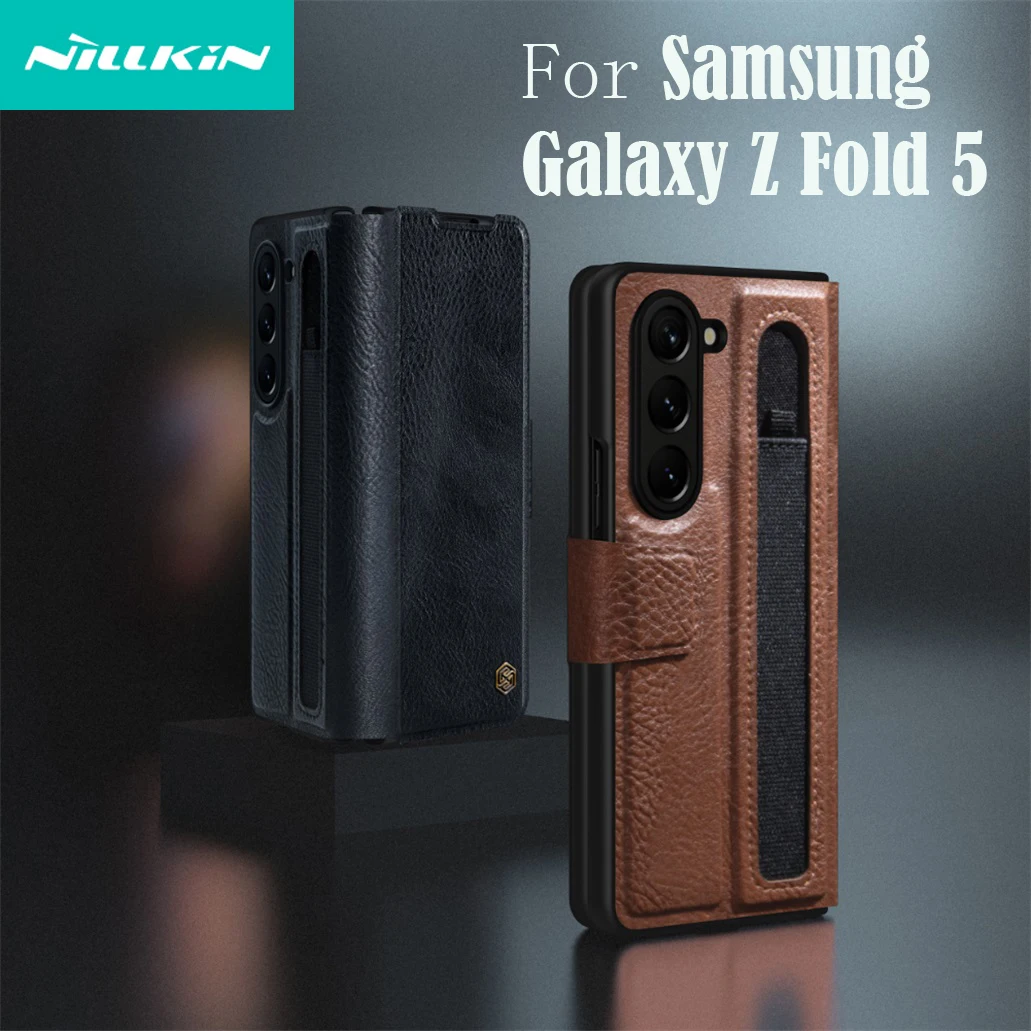 For Samsung Galaxy Z Fold 5 5G Case Nillkin Aoge Leather Case Hidden Kickstand With Pen Slot Flip Cover For Samsung Z Fold5 5G