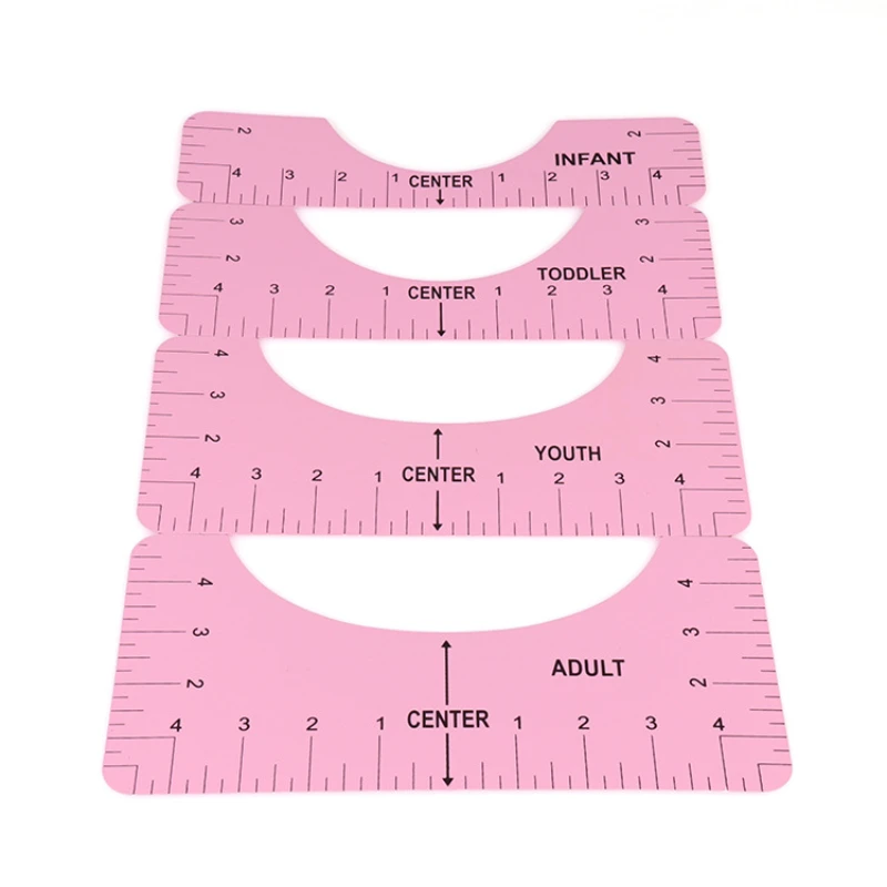 Regla de alineación de camisetas de 4 piezas, herramienta gráfica de alineación de camisetas, regla artesanal con guía, herramientas de cinta métrica