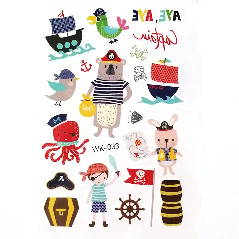 Cartoon Pirate Temporary Tattoo Fake Tattoos Body Art Sticker Kids Children Party Decor 10pcs/lot