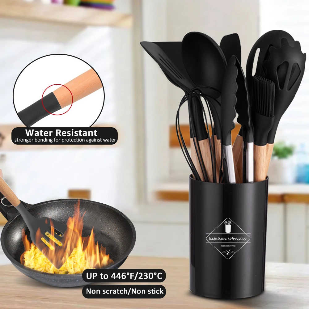 Silicone Kitchen Utensil Set Non-toxic cooking baking kitchen tools silicone shovel spoon scraper brush spade whisk turner