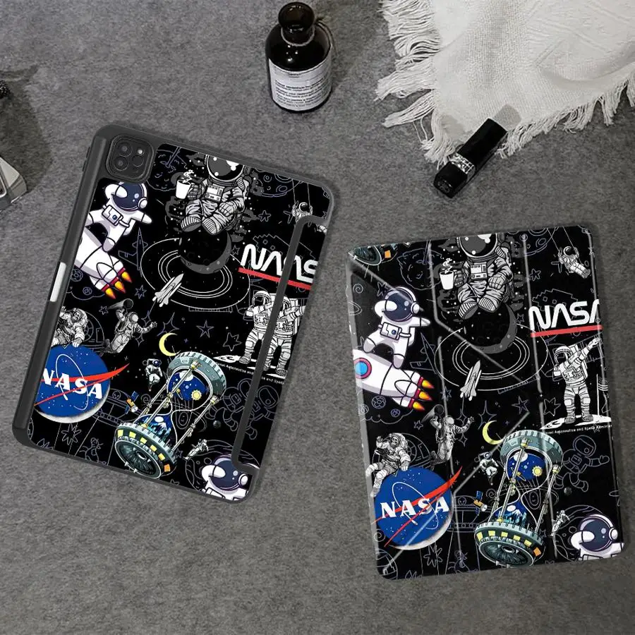 Sleek Universal Tablet Case with Adjustable Holder and Space-themed Design