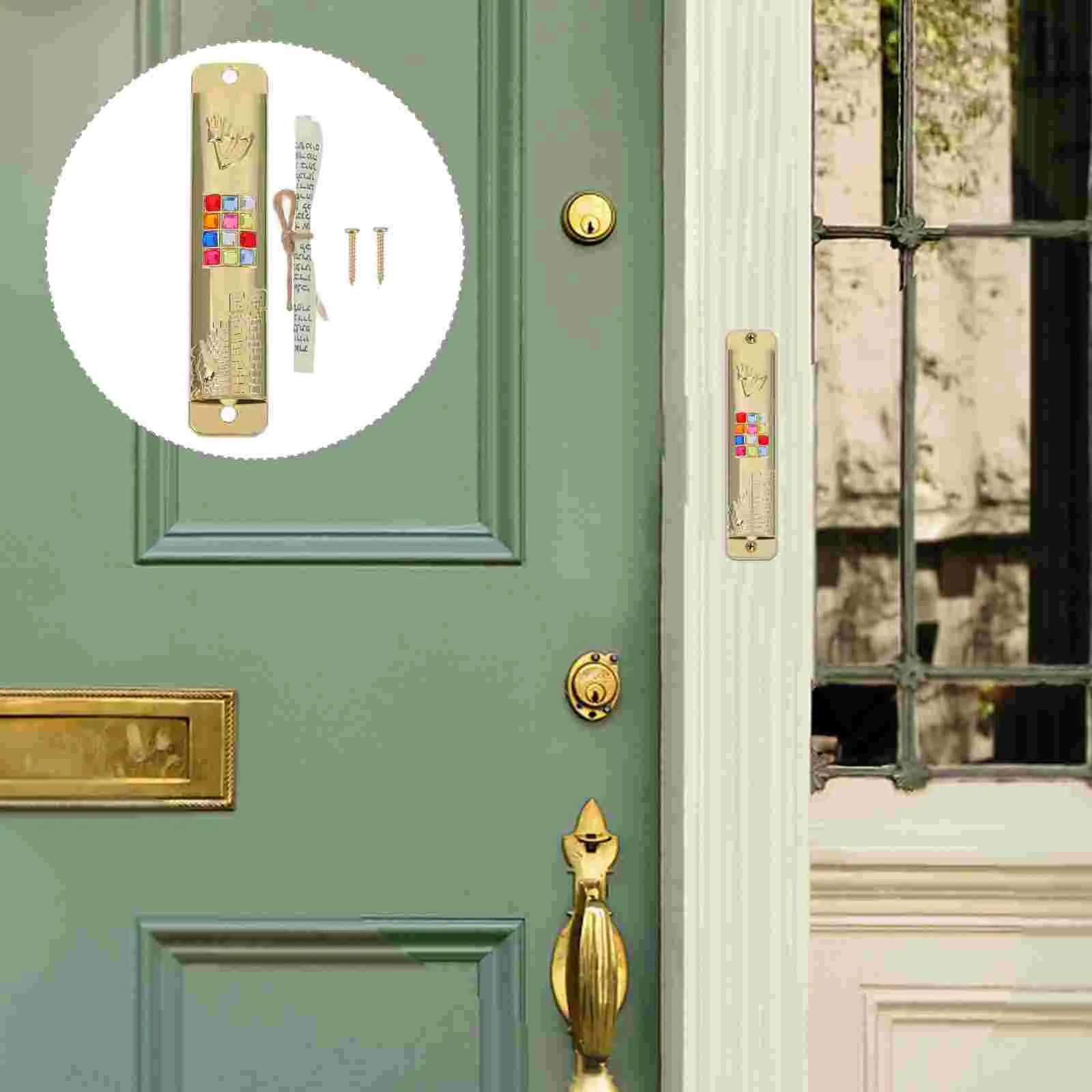 2 Sets Goal Post Metal Mezuza Gifts Crafts Religious Mezuzah Paper Door Hanging 2