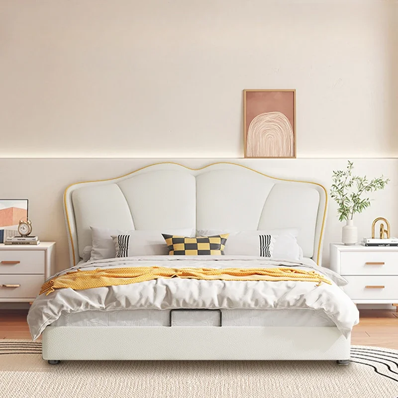 

Whitr Luxury Double Bed Headboard Villa Glamorous King Size Twin Bed Frame Modern Platform Sleeping Cama De Casal Furniture