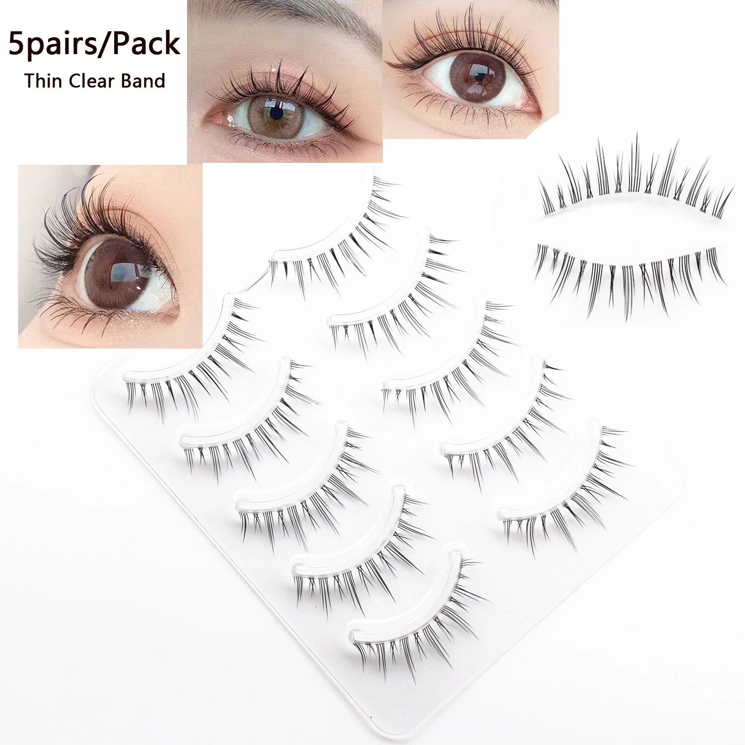 5 Pairs Lashes Makeup Eyelashes Korean Makeup False Eyelash Fake Eyelashes Eyelash Extension