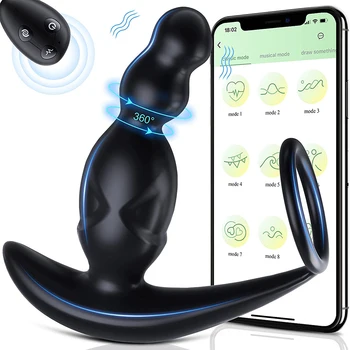 Wireless Bluetooth Dildo Vibrator for Men 360°Rotating Prostate Massager Anal Plug Vibrators Remote APP Anal Sex Toys for Adults 6