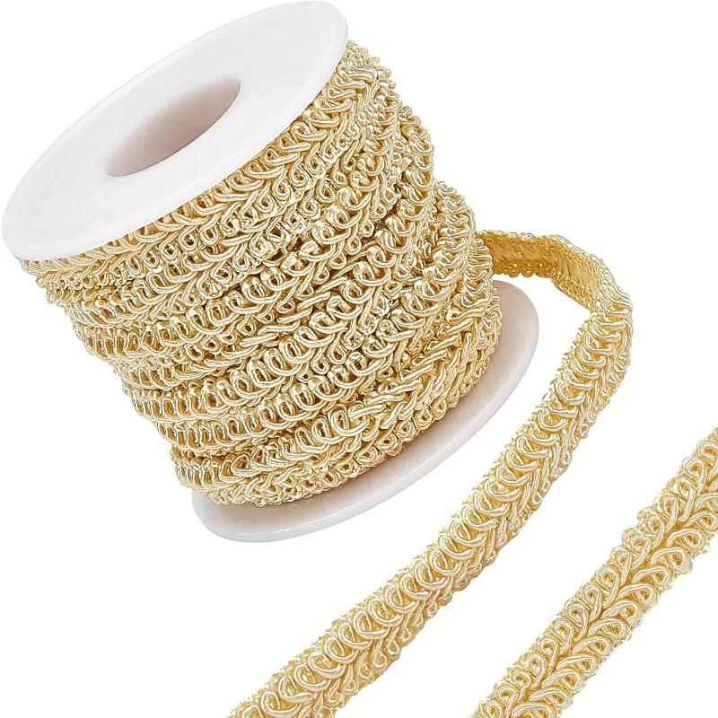 Gold Braid Lace Trim - 10 Yards of 3/8 Wide Polyester Decorative Ribbon