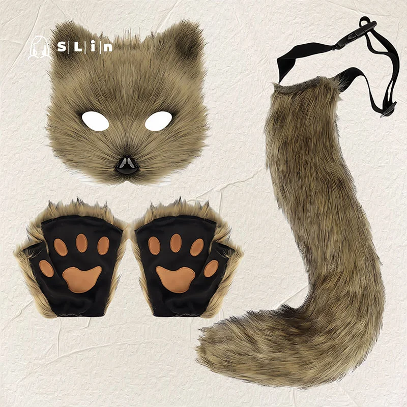 Fox Mask, Tail & Gloves Costume Set 3