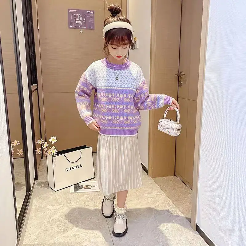 

New Winter Baby Girls Clothes Baby Sweater Toddler Love Knit Sweater Knitwear Long Sleeve Cotton Pullover Tops 4-12T