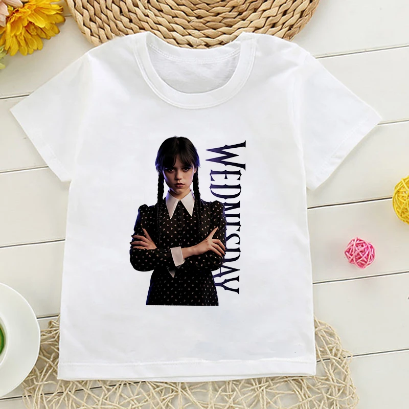 

Wednesday Addams Children T-Shirt I Hate People Cartoons Clothes Kid Girl Boy Nevermore Academy T Shirt Little Baby Casual Top