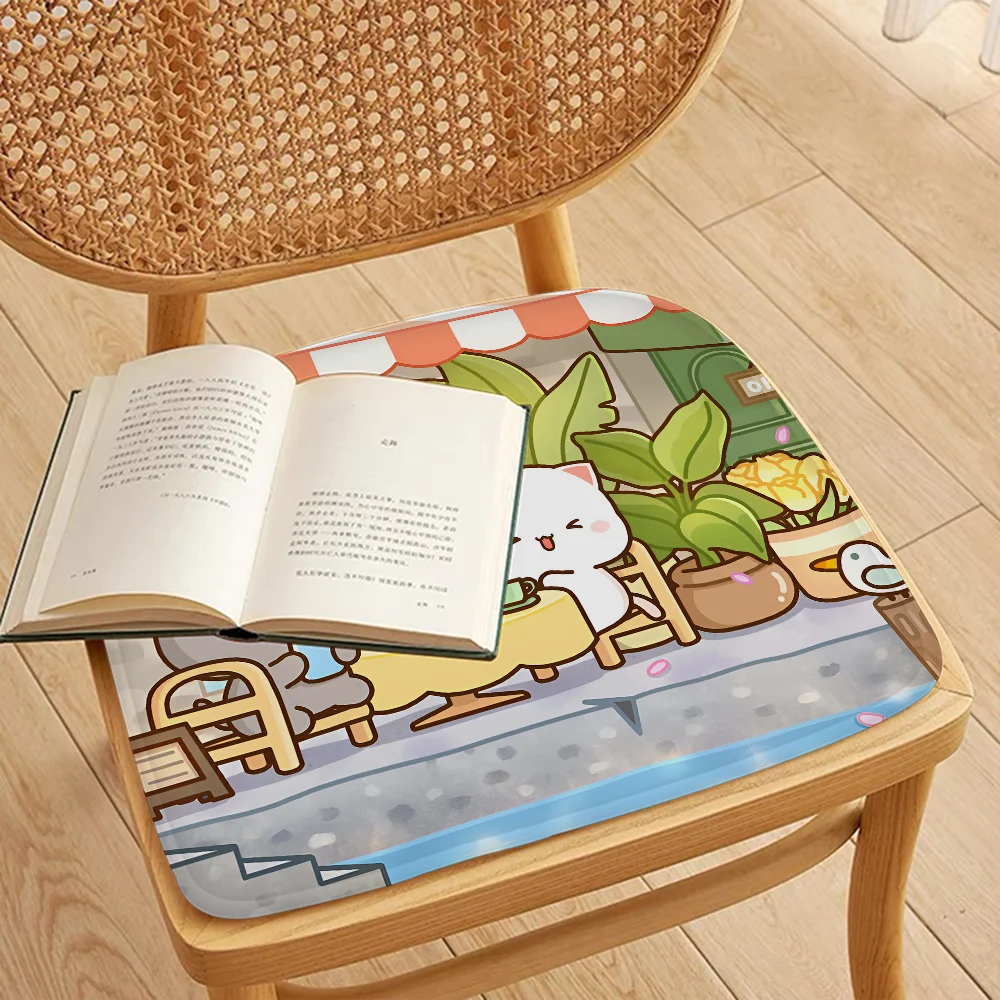 Peach and Goma  Four Seasons Fabric Cushion Non-slip Living Room Sofa Decor Students Stool Tatami Office Chair Mat Pad 3